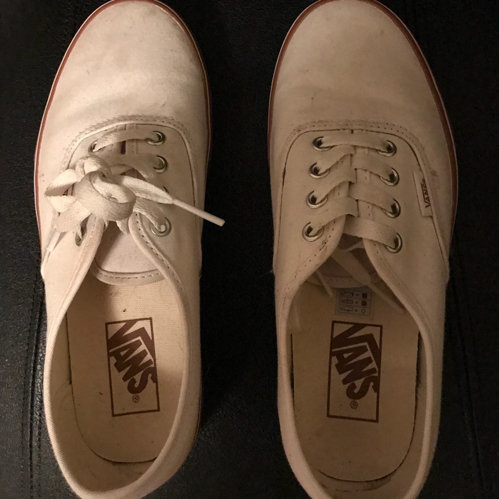 White vans with brown soles